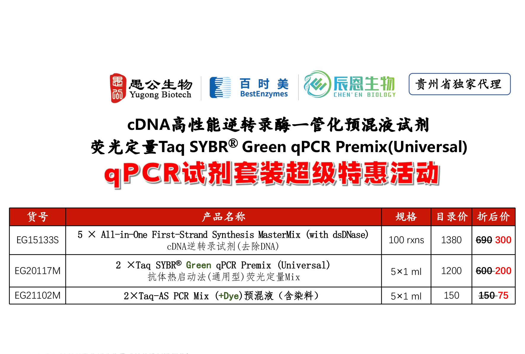 愚公生物实时荧光定量qPCR试剂